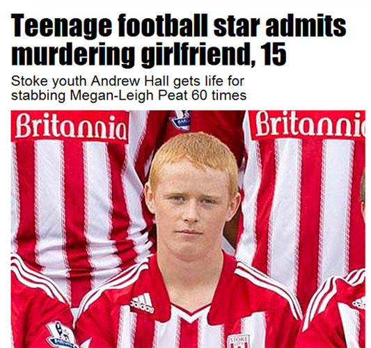 英超新星刺15歲女友60刀 英超新星刺15歲女友60刀