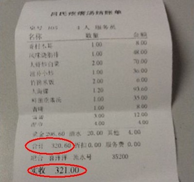 呂氏疙瘩湯被指賬單藏陷阱 實收高于合計