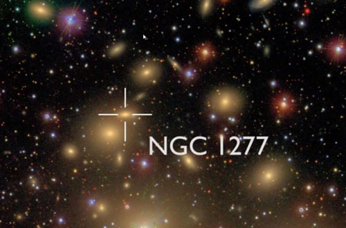 小型星系NGC 1277位于英仙座星系群，對比其它星系，NGC 1277星系非常緊密和扁平，其中包含著一個巨大的黑洞，質量是太陽的170億倍
