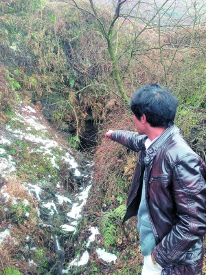 村民說這個(gè)雜草叢生的洞口曾是小煤窯的洞口。 早報(bào)記者 于松 圖