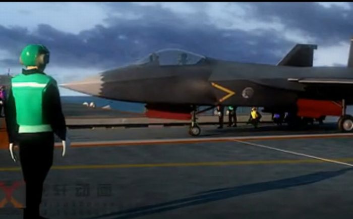 動(dòng)畫模擬殲-31在航母起降