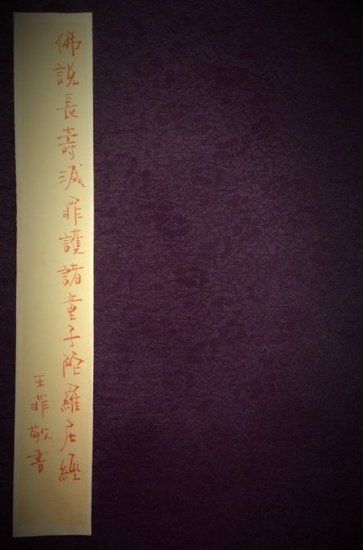  王菲書寫經(jīng)書封面。