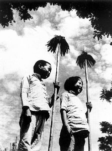 月兒彎彎，星光閃閃，我們都是兒童團(tuán)；站崗放哨，又當(dāng)偵察員，盤查行人，捉漢奸。鬼子來了，我們就跑，找到八路去報(bào)告；領(lǐng)著八路，拿起槍刀，打退鬼子，把家鄉(xiāng)保?！谷崭鶕?jù)地的《兒童團(tuán)歌》